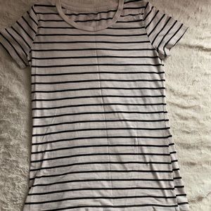 White and black thin striped T shirt